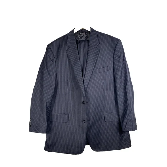 Jos A Bank Suit 44R 44 Regular Black Stripe Pinstripe 2B Executive Suit Corpcore